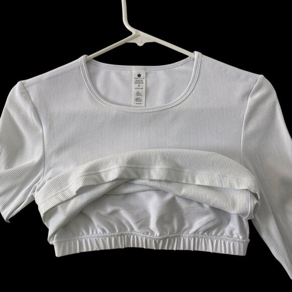Yogalicious Heavenly Rib Kathleen Crop Long Sleeve Top S Rayon/Spandex Blend - Picture 4 of 5